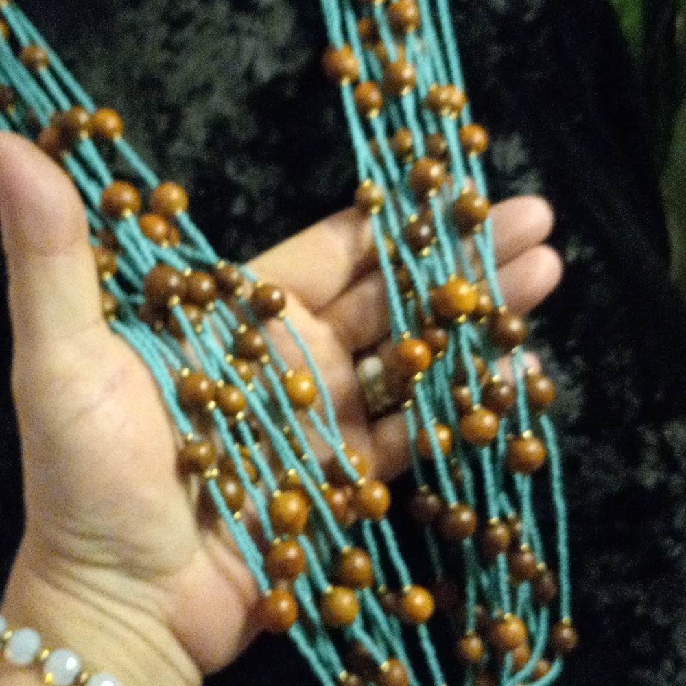 Joan Rivers Turquoise and Brown Beaded Necklace. 34 In Long. - Picture 3 of 8
